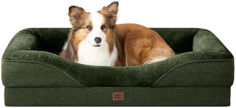 EHEYCIGA Orthopedic Dog Bed for Large Dog, Memory Foam Dog Couch,Dark Green by EHEYCIGA