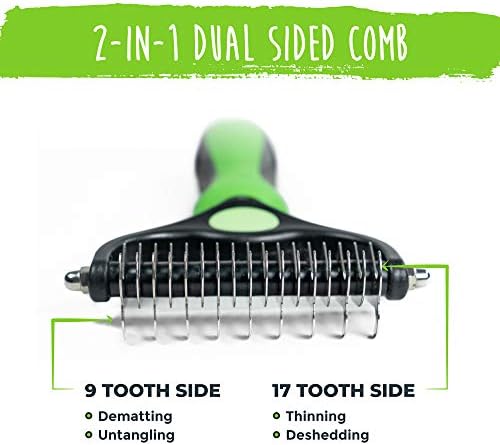 Mighty Paw Dog Grooming Brush - 2-In-1 Dual Sided Comb - Round Tip For Maximum Coat Penetration - Stainless Steel Teeth That Won't Rust Or Discolor - Built-In Thumb Rest For The Control When You Need - Image 2