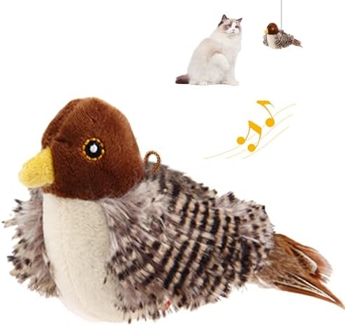 PETGEEK Gigwi Bird Cat Toy Simulated Chirping Bird Cat Toy, Fake Bird Cat Toys for Indoor Cats, Melody Chaser Cat Toys with Hanging Loop for Bored Indoor Adult Cats Kittens Interactive Play (Bird) by PETGEEK