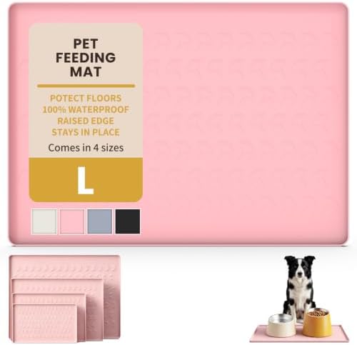 Waterproof Silicone Pet Feeding Mat, Dog Cat Food Water Bowl, Raised Edge by CHARMROSE