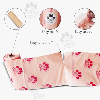 Dog Poop Bags Rolls with Dispenser 150 Count Biodegradable Poop Bags for Dog and Cat Cherry Blossom Scented Waste Bag Leak Proof Doggie Poop Bag Doggy Trash Bag Pink - Image 5
