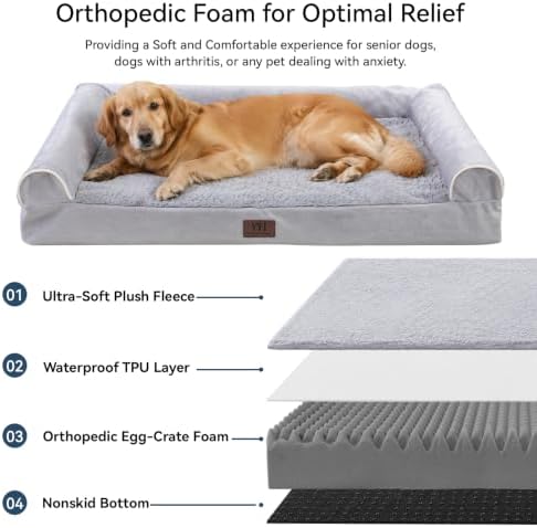 WESTERN HOME Orthopedic XL Dog Bed Extra Large Washable Dog Couch, 42in - Image 4