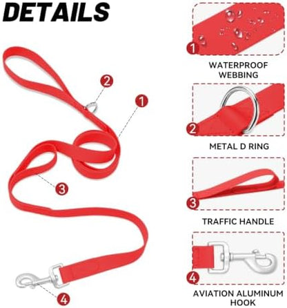 Waterproof Dog Leash with Double Handle, 6 FT Durable Odor-Proof Dog Leashes with Strong Aviation Aluminum Hooks Fits Small Medium or Large Dogs - Image 3