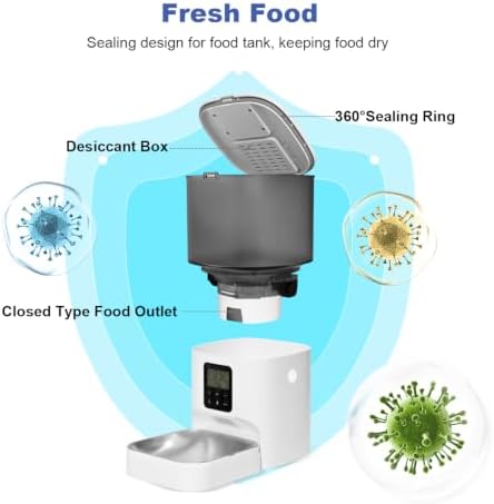Automatic Cat Feeder, 4L Cat Food Dispenser with 10s Voice Recorder, Pet Feeder up to 8 Meals per Day, Timed Dog Feeder with Dry Food Sealed Ring - Image 3