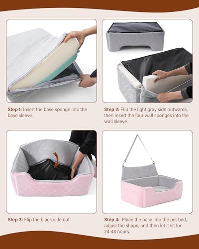 Dog Car Seat Booster Bed for Small Dogs Up to 25lbs - Pink - Image 6