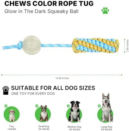 Knot Rope Dog Chew Toys, Glow in the Dark Dog Tug Toy with queaky Ball - Image 6