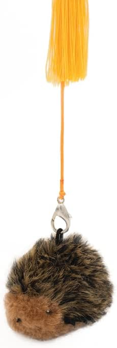 ZippyClaws Hedgehog ZippyStick - Interactive Cat Toy Wand for Indoor Cats & Kittens, Cute Kitty Toys for Boredom, Fun Teaser Stick with Feathered Tassles & Plush Dangling Toy