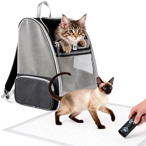 Cat Carrier Soft Sided Pet Carrier Backpack Airline Approved cat Bag for Cats & Dogs - Collapsible, 270° Breathable Design with 1 Pet Poop Bag+ 5 Leak-Proof Pee Pads, Ideal for Small/Medium Pets by Unknown