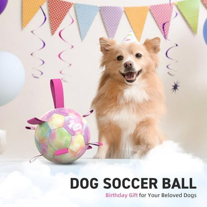 QDAN Dog Balls, Dog Soccer Ball with Straps,Puppy Girl Dog Toys, 6 Inch - Image 4