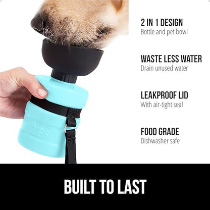 GORILLA GRIP Portable Dog Water Bottle, Food Grade Silicone, 20oz Turquoise - Image 2