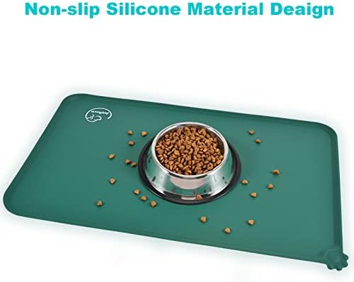 Silicone Waterproof Dog Cat Pet Feeding Mats, Non Slip, Easy Clean Pet Dog Cat Bowl Mats Placemat (24" x 16") Hunter Green - Image 5