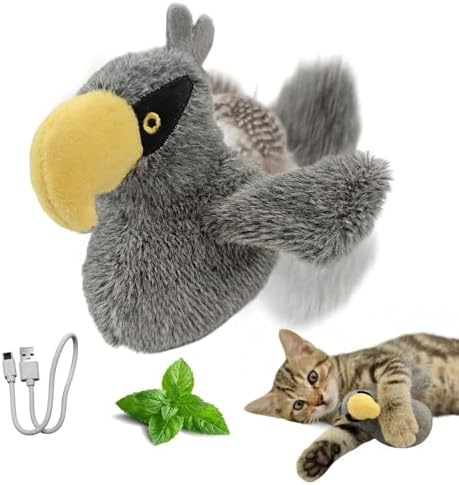 Puffluv Flapping Cat Toy,Interactive Shoebill Flapping Bird,CAN NOT Fly Auto Chirping & Beating Wings 6 Modes, USB Charging with Catnip for Indoor Kittens Active Fun by Unknown
