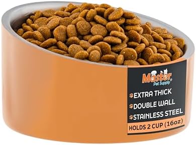 Master Pet Supply Stainless Steel Slanted Dog Cat Food Bowl 16 oz Mango by MasterPetSupply