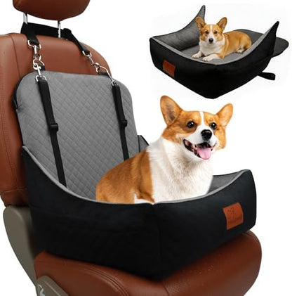 Small Dog Car Seat & Travel Bed:Keep Your Pup Safe,Comfortable and Secure on Every Journey.Features 2 Safety Harnesses,Removable Washable Cover for Multi-Scenario. by VERGODPRODogCarSeatBed