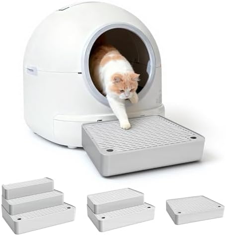 Cat Litter Box Steps, Adjustable 3-Step, 13.5x9x7in, Light Grey by Colewin