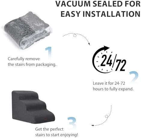 Garnpet Dog Stairs for Couch Sofa and Chair, 3-Step Dog Steps for Small Dogs and Cats, Non-Slip Indoor Pet Step, Light Grey - Image 6