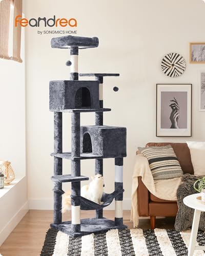 Feandrea Cat Tree, 73.2-Inch Cat Tower, Multi-Level Condo, Smoky Gray - Image 3