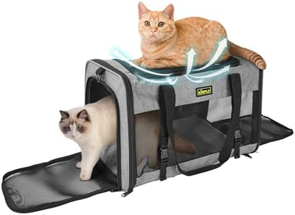 Pet Carrier 20"x13"x13", Foldable Soft Travel Bag for Cats & Dogs by KISFLY