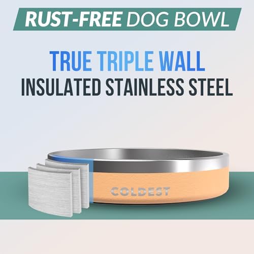 Coldest Dog Bowl - Anti Rust Metal, Non Slip, 3 Layers Insulated Stainless Steel Dog Bowls - Spill Proof & Heavy Duty - Water Bowl for Dogs, Cats & Pets, Dish Washer Safe (21 oz, Sahara Tan) - Image 3