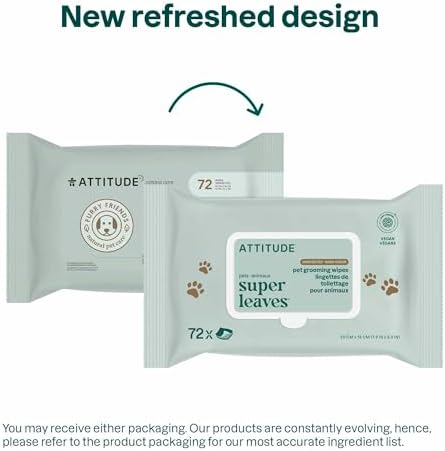 ATTITUDE Pet Wipes for Dogs & Cats, 99% Water, EWG Verified, Gentle & Unscented Cleaning Wipes for Paws, Ears, Face & Body, Deodorizing, Safe for Puppies & Kittens, 72 count - Image 2