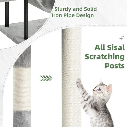 Gitelsnour Cat Tree, 43.3'' Cat Tower with Hammock for Kittens GCT004SW - Image 5