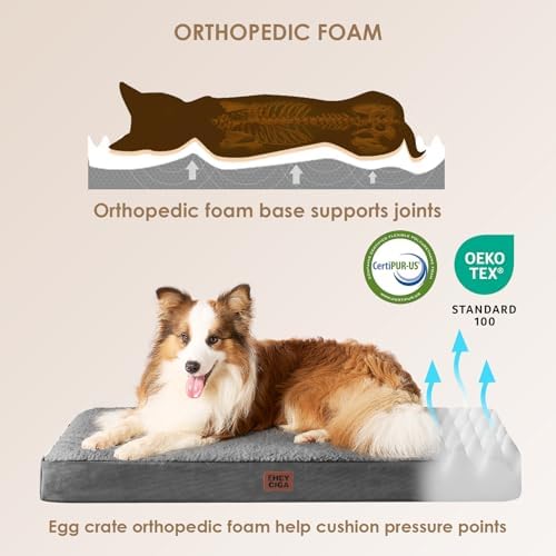 EHEYCIGA Orthopedic Dog Bed with Removable Washable Cover, Grey, 30x20 - Image 2