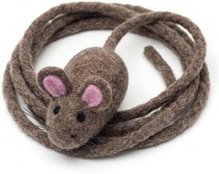 Glaciart One XXL Felt Mouse Cat Toy – 6” Body + 98” Tail – Large Cat Enrichment Toy – 100% Natural Wool with Catnip – Interactive Teaser for Big Cats – Safe Non-AZO Dyes by GlaciartOne