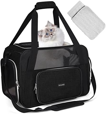 BAGLHER Pet Travel Carrier, Cat Carriers Dog Carrier for Small Medium Cats Dogs Puppies, Airline Approved Small Dog Carrier Soft Sided, Collapsible Puppy Carrier. Black by BAGLHER