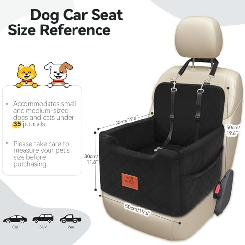 Dog Car Seat for Small/Medium Dogs Under 35 lbs, Dog Booster Seats (Balck) - Image 2