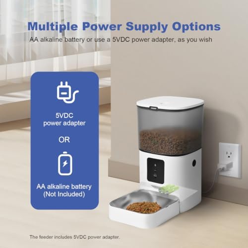 ANDOLL HOME 2.4G Automatic Cat Feeder, 4L WiFi Food Dispenser with 10s Voice Recorder, Pet Feeder up to 10 Meals per Day, Timed Cat Feeder with Dry Food Sealed Ring - Image 5