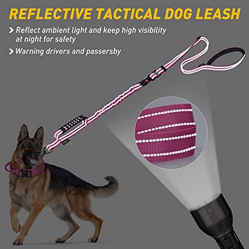 AUBELL Tactical Dog Leash Heavy Duty,4-6ft No Pull Bungee Leash,Pink - Image 3