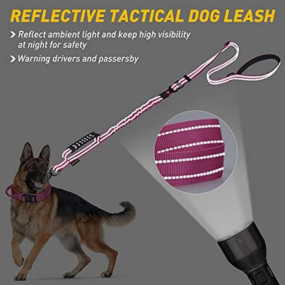 AUBELL Tactical Dog Leash Heavy Duty,4-6ft No Pull Bungee Leash,Pink - Image 3