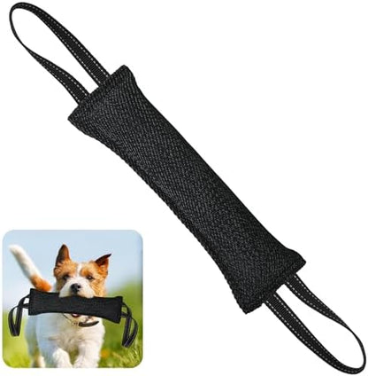 Dog Tug Toy Dog Bite Pillow Pull Toy with 2 Strong Handles Perfect for Tug of War, Puppy Interactive Play, Tear Resistant Bite Training Toys for Small Medium Large Dogs (Dark Black-Line) by ToLanbbt