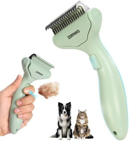Undercoat Rake & Self-Cleaning Deshedding Brush, Green by Unknown