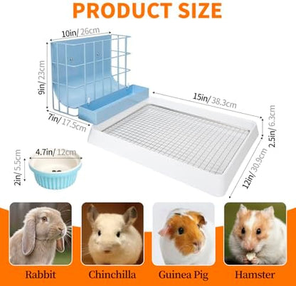 BESNEW 3 in 1 Rabbit Hay Feeder with Litter Box,Upgraded Metal Hay Rack & Litter Tray & Water Bowl,Quick Cleaning,Easy to Install,Bunny Supplies for Rabbit Guinea Pig Chinchilla Small Animals - Image 4