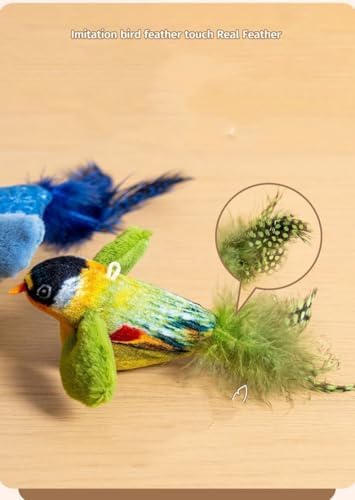 Cat Bird Toy Real Feather Catnip Squeaky Teaser Hanging Bird Toy(Brown) - Image 7