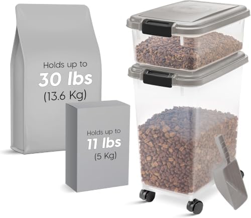 IRIS USA Airtight Dog Food Storage Container Combo, 30 lb & 11 lb Bin - Image 3