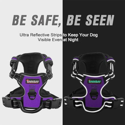 BARKBAY No Pull Dog Harness Front Clip Heavy Duty Reflective Easy Control Handle for Large Dog Walking(Purple,M) - Image 5