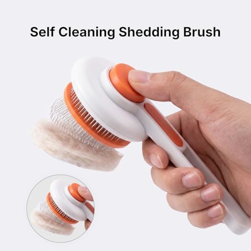 Self Cleaning Cat Dog Brush, Pet Deshedding Grooming Comb with Fine Stainless Steel Teeth, Hair Removal Slicker Brush for Long and Short Hair Pets - Image 2