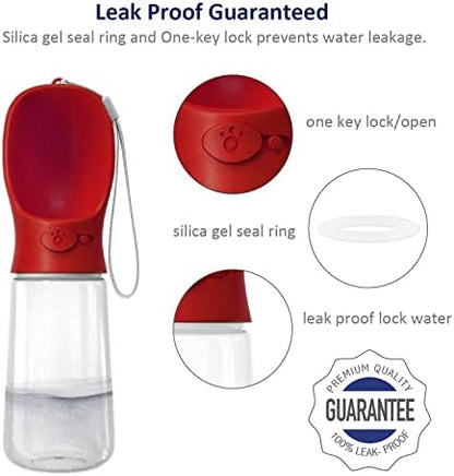 WePet Portable Dog Water Bottle, 19 OZ, Leak Proof Puppy Water Dispenser with Drinking Feeder for Pets Outdoor Walking, Hiking, Travel, Food Grade Plastic - Image 4