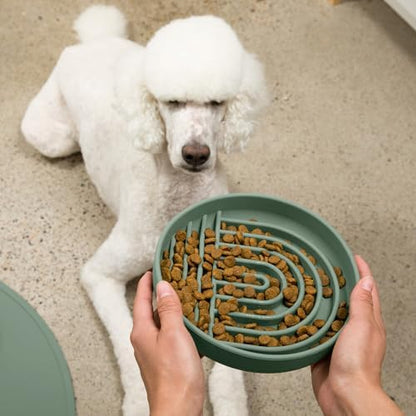 Slow Feeder Dog Bowl - Silicone Dog Bowl, Large, 9.5" x 1.5" - Spruce - Image 5
