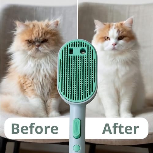 Cat Steam Brush - Cat Hair Brush For Shedding - Deshedding Brushes For Dogs - Cat And Dog Grooming Supplies - Slicker Brush For Dogs Short Hair - Cats Deshedding Comb SELFCLEANING, 4 IN 1, SOFT STEAM - Image 3