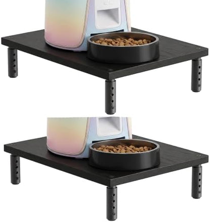 OPNICE Adjustable Cat Food Stand, Elevated Cat Feeder Stand with 4 Height Settings, Automatic Cat Feeder & Tradition Bowls, Raised Pet Feeding Table Station for Cats & Small Dogs, Black 2-Pack by OPNICE