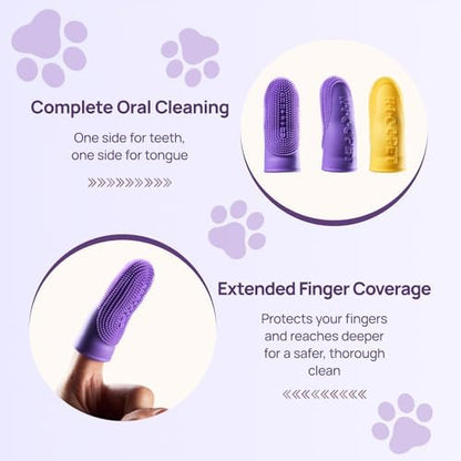 HICC PET Dog Finger Toothbrush, Dual-Sided Soft Silicone, 4-Pack - Image 3