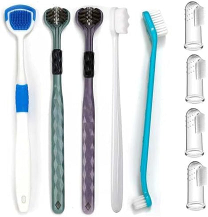 Dog Toothbrush Kit, 360-Degree Finger Three-Sided Design, Non Slip Dual Head Dog Toothbrush, Easy Teeth Cleaning and Dental Care (9 Pack) by Unknown