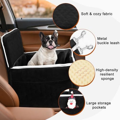 SZEE Dog Car Seat for Small/Medium Sized Dogs up to 35 lbs, Dog Booster Car Seat with Detachable Protective Leather Cover, Save Cleaning Effort, Reclinable Backrest (Black) - Image 7