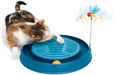 Catit Play Circuit Ball Cat Toy with Scratch Pad, Catnip Toy, Blue, 43001 - Image 2