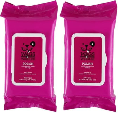 Wags & Wiggles Very Berry Polish Multipurpose Dog Wipes, Count of 200 by Wags+%26+Wiggles