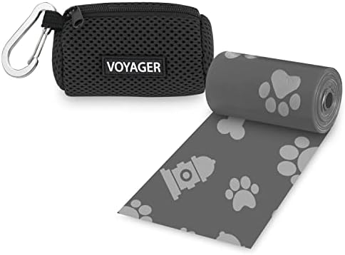 Best Pet Supplies Dog Poop Bag Holder Leash Attachment with Reusable Dispenser for Travel, Walking, Park, and Outdoor Use, Durable with Clip-On - Black, Mesh Dispenser w/15 Bags by BestPetSuppliesLLC