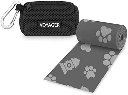 Best Pet Supplies Dog Poop Bag Holder Leash Attachment with Reusable Dispenser for Travel, Walking, Park, and Outdoor Use, Durable with Clip-On - Black, Mesh Dispenser w/15 Bags by BestPetSuppliesLLC